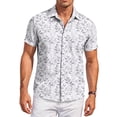 thumbnail image 2 of QHRMKOG Mens Short Sleeve Shirts Relaxed Fit Tropical Print Hawaiian Shirts Breathable Holiday Button Down Beach Shirts Summer Trendy Tops Blue L, 2 of 6