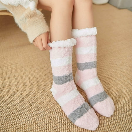

Women s Winter Stripe Super Soft Warm Cozy Fuzzy Fleece-lined Sock 1DD7