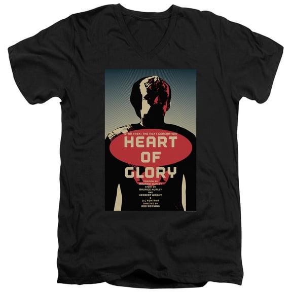 Star Trek Tng Season 1 Episode 20 Adult V-Neck 30/1 T-Shirt Black