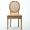 thumbnail image 3 of Hassch French Style Dining Chairs, 2 Piece Farmhouse Accent Side Chairs with Linen Upholstered Seat, Natural Rattan Oval Back and Sturdy Solid Wood Frame (Tan), 3 of 9