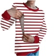 thumbnail image 1 of GreatBaby Hauts d'Automne Hiver pour Femmes Tendance à Manches Longues Col Rond Blouse d'Allaitement à Rayures Contrastées Chaude Confortable (Rouge, P), 1 of 3