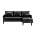 thumbnail image 5 of L-Shaped Sectional Sofa, Modern Sectional Sofa Bed with Storage Convertible Chaise, 3-Seater Upholstered Sofa Couch with Solid Wood Frame for Living Room Apartment Office, Space Saving, Black PU, 5 of 7