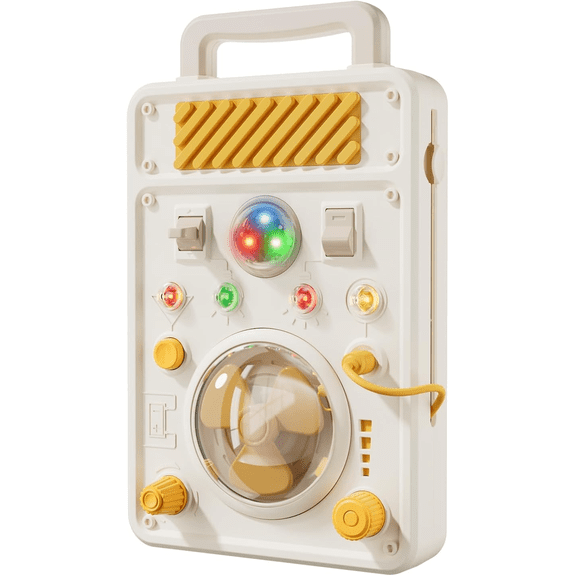 Montessori Busy Board for 1 Year Old - Electronic Light & Activity with Buttons, Switches, Fan & Rotating Knobs | Sensory Learning Travel Toys & Gifts for Toddler Boys/Girls Age 1 2 3