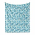 thumbnail image 1 of Jungle Soft Flannel Fleece Blanket, Miami Forest Palm Tree Leaves in Pastel Colors Watercolor Foliage Ecology, Cozy Plush for Indoor and Outdoor Use, 70" x 90", Blue Mint Green White, by Ambesonne, 1 of 6