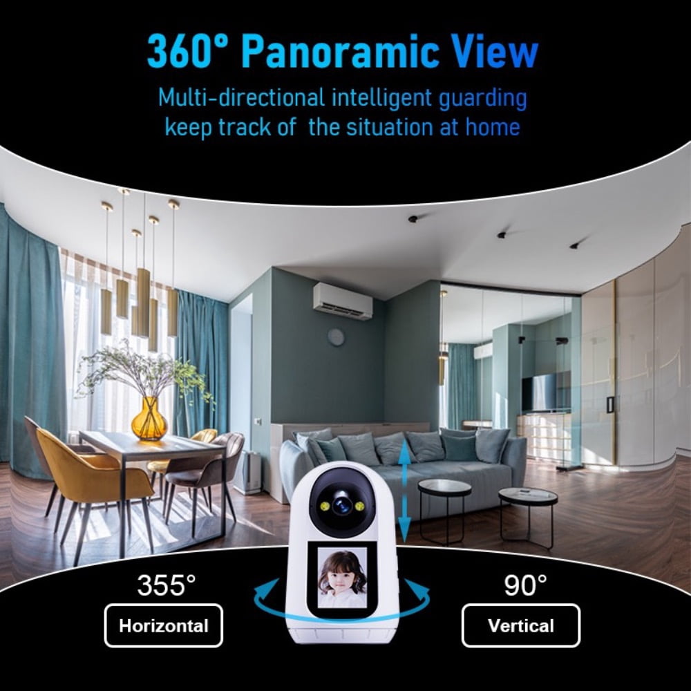 Baby Monitor Smart Screen Camera Pet Camera Indoor Two Way Wireless Security Camera Monitor 1080P Motion Detection, Full Colour Night Vision, Baby/Elderly/Nanny Audio Calling Device Pan Tilt