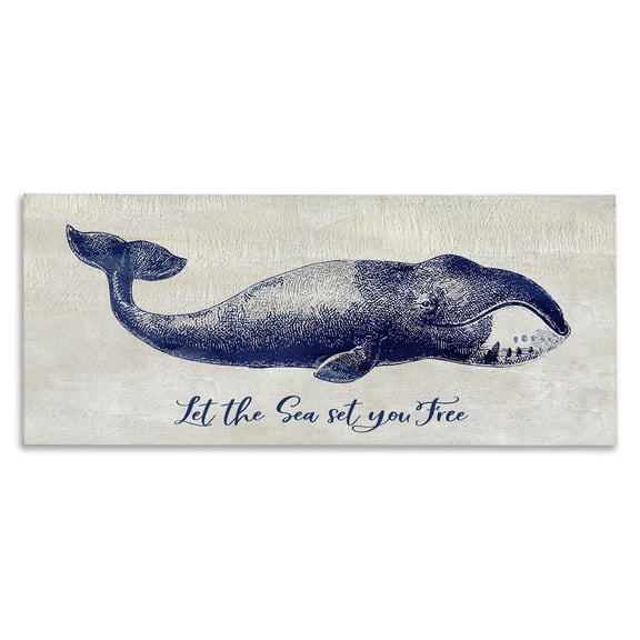 Stupell Industries Rustic Lodge Uplifting Nautical Sea Quote Detailed Whale Imagery Canvas Art, 40 x 17, by Susan Jill