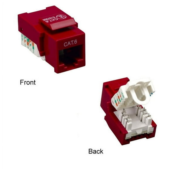 Kentek CAT6 Tool less Keystone Jack RJ45 Category 6 Ethernet Network ToolLess 110 Type Red