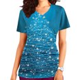 thumbnail image 1 of Fiudx Camisas para Mujer Blusa de Manga Corta con Cuello En V para Mujer, Uniforme de Pascua con Bolsillos Impresos, Blusa de Enfermería, 1 of 5