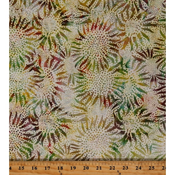Cotton Batik Sunflowers Floral Fall Autumn Multicolor Cotton Fabric Print by the Yard (889-540-WOODSTOCK)