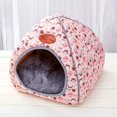 thumbnail image 3 of Yurta Cama de tela para gatos y perros con almohada, cálida y lavable, plegable, para mascotas, cama para perros de otoño e invierno, cómodo colchón para mascotas, color rosa M Sailing Electrónica, 3 of 5