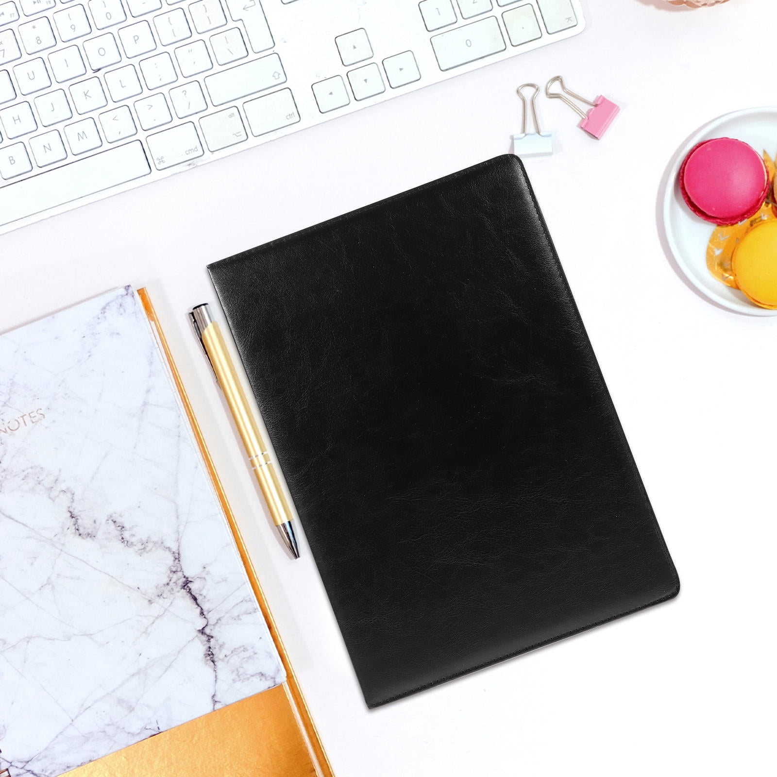 FRCOLOR Business Writing Notebook with Lined A4 Paper for Daily Planning Black PU and Paper 210x297mm
