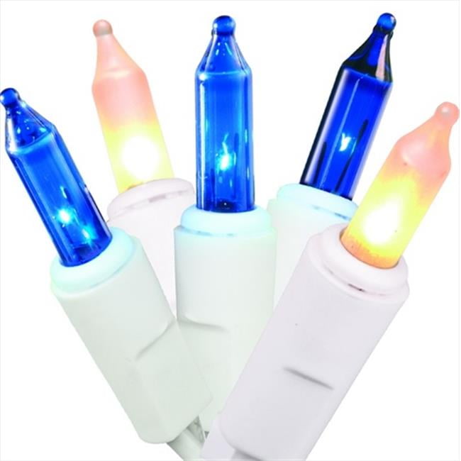 NorthLight Blue And Frosted White Mini Christmas Lights 2.5 in. Space White Wire, Set Of 50