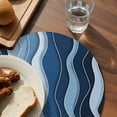 thumbnail image 3 of Abstract Blue Moire Round 13 Inch Placemats Set of 4, Gradient Coastal Ocean Geometric Waves HeatResistant Non Slip Place Mats for Dining Table, Wipeable Braided Kitchen Table Mats for Housewarming, 3 of 9