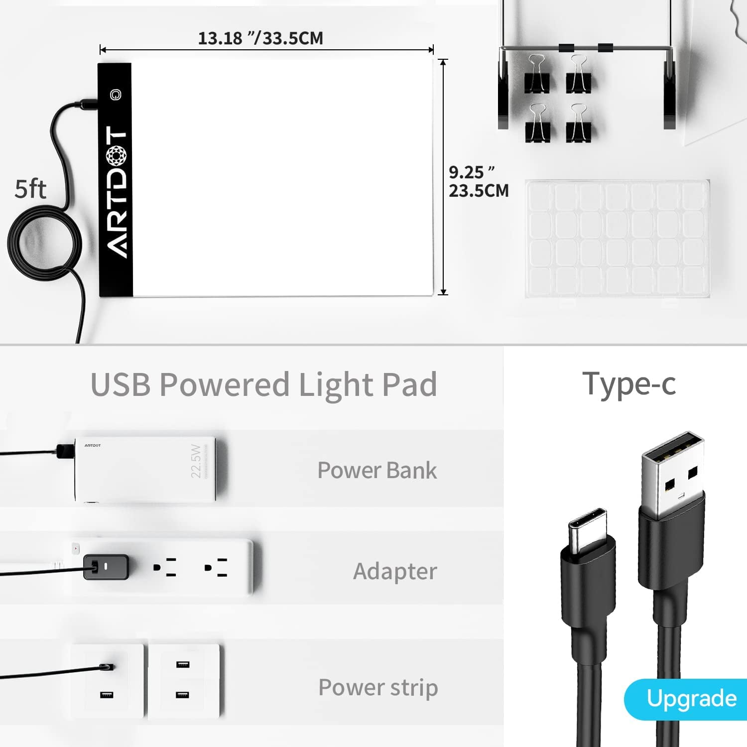 ARTDOT A4 LED Light Board for Diamond Painting kits, USB Powered