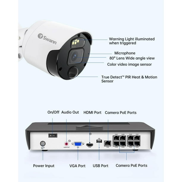 Swann 4K HD Cameras with 2TB NVR Security System, 6pk