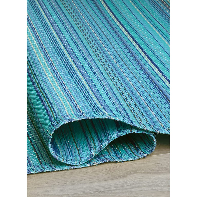 Fab Habitat Striped Neutral Outdoor Rug - Waterproof, Fade Resistant - Recycled Plastic - Patio Porch Balcony - Cancun Shadow Sand\Black - 3x5 ft