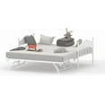 thumbnail image 6 of Memoryfield Twin Daybed with Pop-Up Trundle, Metal Frame with Stylish Headboard, Heavy Duty Steel Slats Platform, Convertible Sofa Bed for Living Room, Guest Room & Bedroom, White, 6 of 9