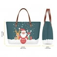 thumbnail image 5 of ZUXONGSY Santa Reindeer Snowflake Print Handbag with Casual Makeup Bag Purse for Women PU Leather Top Handle Satchel Set with Practicality Cosmetic Pouch Purse Slim Wallet for Dating Shopping, 5 of 5