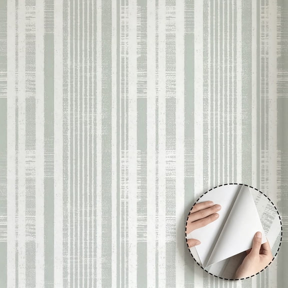 Grey Striped Wallpaper, Modern Farmhouse Aesthetic Peel and Stick Wallpaper, Waterproof Wall Decoration for Living Room, Bedroom, Kitchen Cabinet, Drawer, Rental Property 17.7 * 118 in