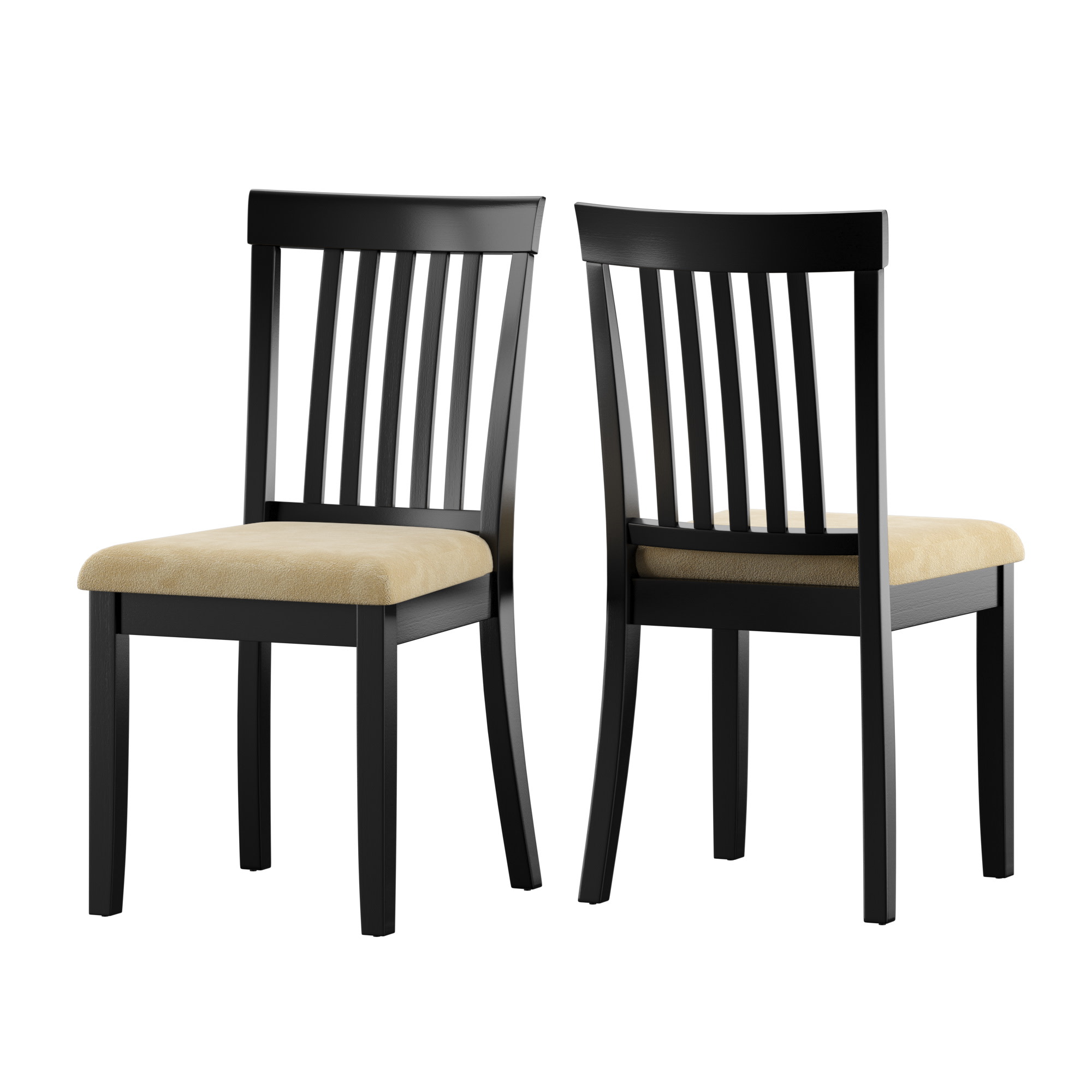 Weston Home Lexington Slat Back Wood Dining Chair, Set of 2, Beige and Black