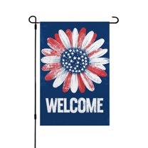 AMHNF Patriotic Sunflower Welcome Linen Garden Flag 12x18 inch, Memorial Day Independence Day Yard Flag for Spring Summer Home Outdoor Garden Decoration