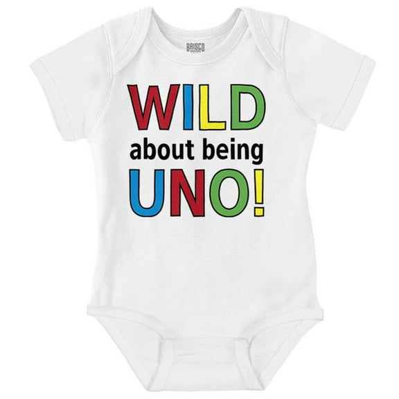 Wild About Turning Uno First Birthday Romper Boys or Girls Infant Baby Brisco Brands NB
