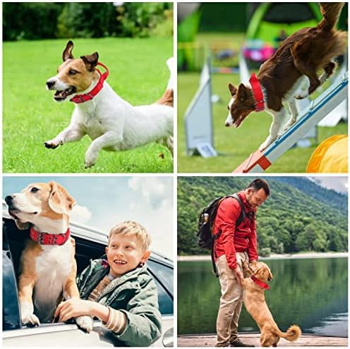 Reflective Dog Collar Heavy Duty Tactical with Control Handle and Metal Buckle for Dog Training(Medium, Red)