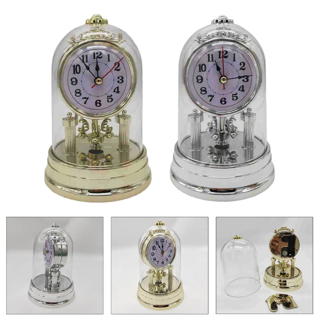 CIYISON Retro European Battery Operated Table Clock Desk Alarm Clock with Clear Clock Cover Desktops Mantel Clock Home Decors
