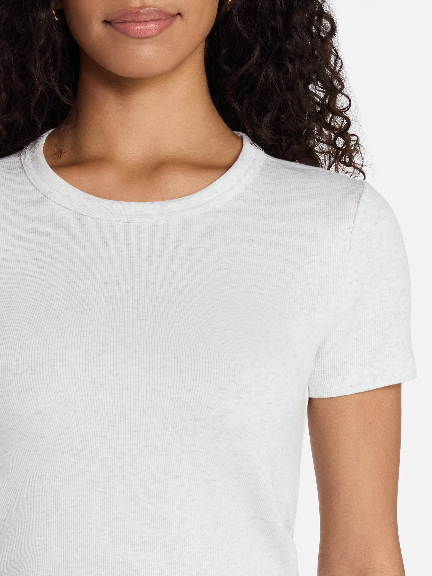 Time and Tru Women's Ribbed Tee with Short Sleeves, Sizes XS-XXXL