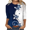 thumbnail image 2 of Fiudx Ofertas de La Semana Blusa Holgada con Estampado de Pascua y Cuello Redondo Retro de Manga Tres Cuartos a La Moda para Mujer, 2 of 4