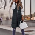 thumbnail image 2 of BKQCNKM Puffer Vest Women Vests For Women 2023 Women Casual Solid Coat Hooded Vest Zipper Pocket Loose Sleeveless Jacket Long Coat Puffer Vest Green 2Xl, 2 of 7