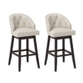 thumbnail image 1 of Gymax Mid Century Upholstered Bar Stools Set of 2 31'' Swivel Bar Height Bar Stools with Button-tufted Back, 1 of 6