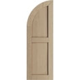 thumbnail image 2 of Ekena Millwork 12"W x 44"H (32" Low Side) Timberthane Rough Cedar Two Equal Flat Panel w/Quarter Round Arch Top Faux Wood Shutters (Per Pair), Primed Tan, 2 of 6