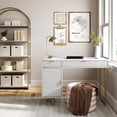 thumbnail image 2 of Nathan James Jacklyn White Modern Computer Desk, Workstation or Writing Desk for Small Spaces with Drawers and Cabinet Storage, White/Pale Gold, 2 of 8