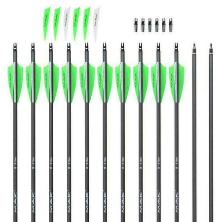 12Pcs 30'' Mixed Carbon Arrows Practice arrows Removable Tips For Compound (Best Carbon Arrows For Compound Bow)