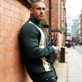 thumbnail image 4 of Smawell Men Striped Cardigan, Lapel Collar Button‑Up Knit Sweater, Vintage Vertical Stripe Long Sleeve Polo Knit Jacket For Men Daily Casual Outdoor Streetwear, 4 of 6