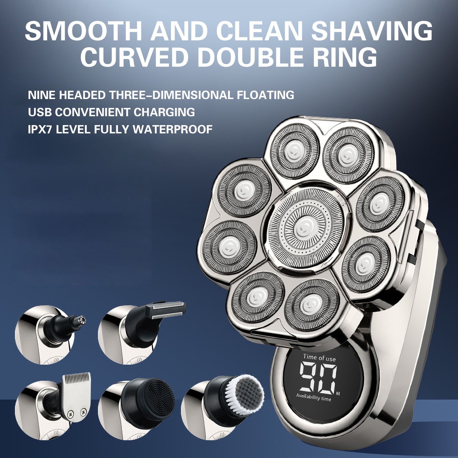 BadyminCSL Beauty Clearance Under $15 9D Electric Head Shaver for Bald Men Upgraded 6-in-1 Head Shaver for Bald Men Wet/Dry Grooming Kit Electric Shaver for Men