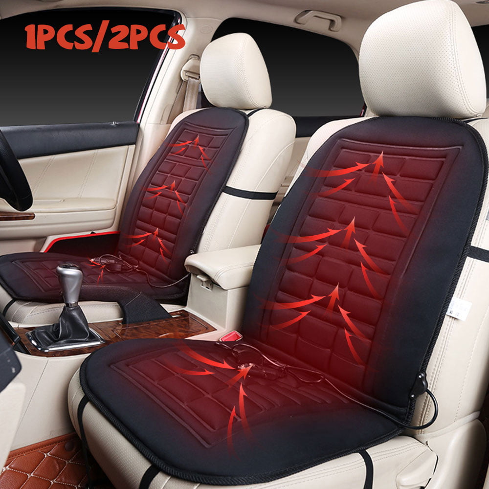 Zinniaya Durable Car Seat Heated Cover 12V Front Seat Heater Auto Winter Warmer Cushion Portable Automobile Accessories 