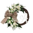 thumbnail image 3 of Herrnalise White Tulips Monogram Initial Front Door Wreath,14.5" Rattan Wreath with Jute Bow White Letters Decorative Farmhouse Style Wreath for Wedding Party Mother' S Day Wall Window Home Decor,Z, 3 of 9