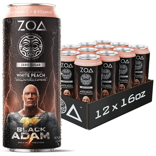 ZOA Zero Sugar Energy Drink White Peach 16 Fl Oz Healthy Energy