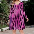 thumbnail image 2 of Pink Purple Animal Print Long Sleeve Dresses For Women Vintage Elegant Party Dress Oversized V-neck Dress S-8XL, 2 of 7