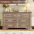 thumbnail image 4 of VANACC Farmhouse 54" Wide 7 Drawers Dresser for Bedroom, Wood Rustic Chest of Drawers, Closet, Hallway, Grey Walnut, 4 of 6
