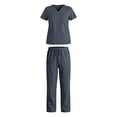 thumbnail image 2 of YSUEJPF Womens Scrubs Set Stretchy V Neck Short Sleeve Tops & Comfortable Scrubs Bottoms Lightweight Nurse Uniforms with Multi Pockets, 2 of 9