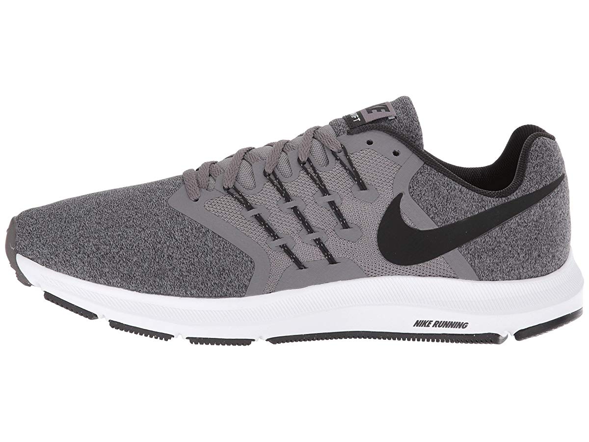 nike run swift gunsmoke black white