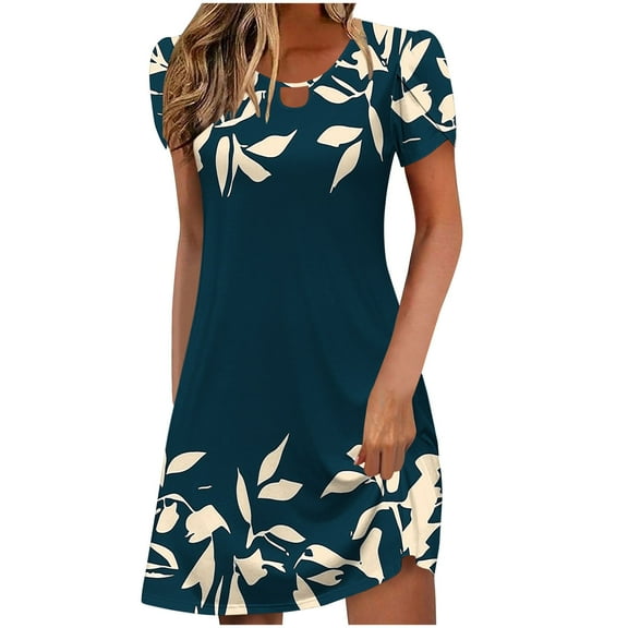 Women's Casual Dresses UK Elegant Party Summer Leaf Sleeves Hollow Neckline Dress Long Skirt Plus Size Ladies Wedding Guest Formal Cocktail Dresses Clubbing Evening Gowns