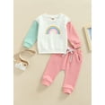 thumbnail image 2 of Toddler Baby Girl Clothes Infant Fall Long Sleeve Rainbow Print Sweatshirt Sweater Top + Casual Pants Set, 2 of 9