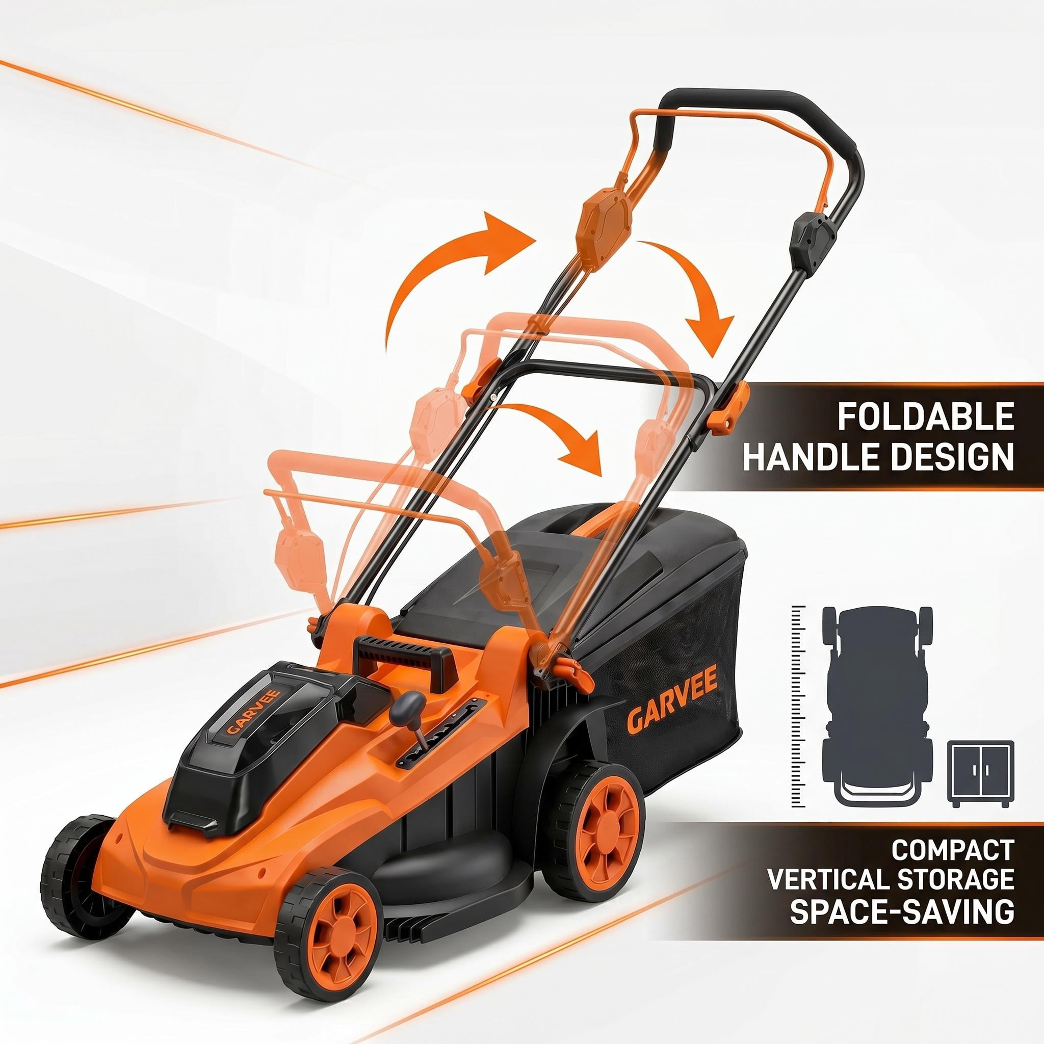 40V Cordless Lawn Mower, 17-Inch Electric Push Mower with Brushless Motor, 2×4.0Ah Battery & Charger, 6-Position Height Adjustment, 40L Grass Bag, 3-in-1 Mulching/Bagging/Side Discharge, orange