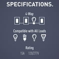thumbnail image 4 of Legrand radiant TM874ICC6 15 Amp Rocker Wall Switch, 4-Way Decorator Light Switches, Ivory (1 Count), 4 of 7