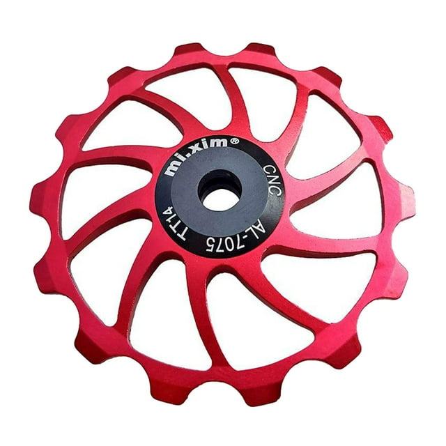 Bicicletas de polea de cambio trasero de rodillo Jockey de rodamiento sellado de aleación de aluminio 14T, rojo kusrkot Rueda jockey