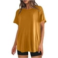 thumbnail image 1 of Timegard Oversized Tshirts for Women Round Neck Short Sleeve Solid Color Summer Casual Loose Workout Tops, 1 of 7